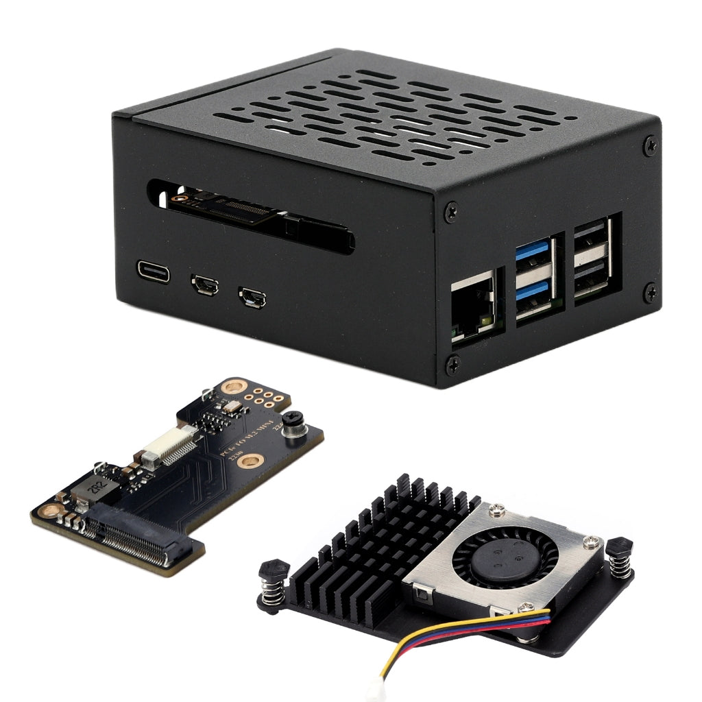 Metal and ABS Case for Raspberry Pi 5 with Active Cooler for Raspberry Pi 5 4GB/8GB, Space for Hats, Add-on Boards, Cooler