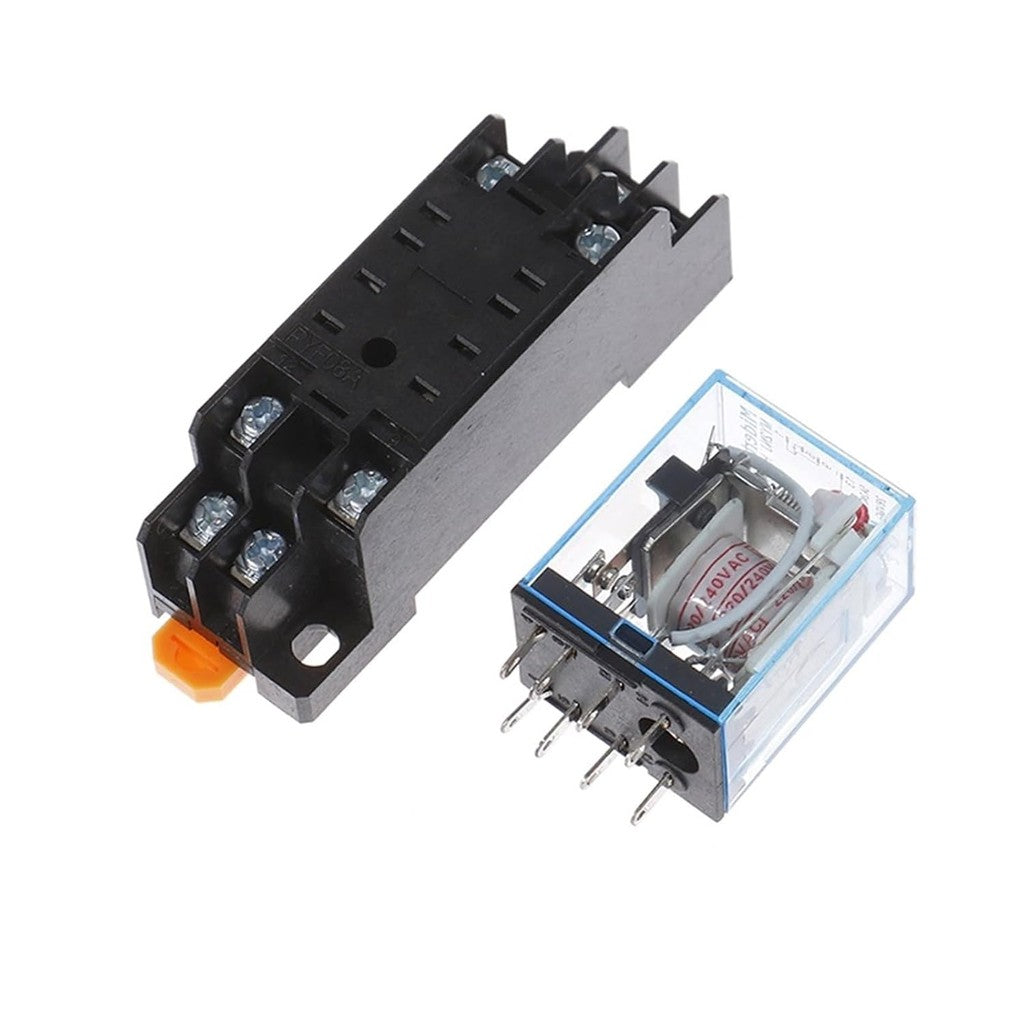 AC220V 12VDC 24VDC 5A 8PIN Coil Power MY2N-J Relay HH52P With Socket Base EN