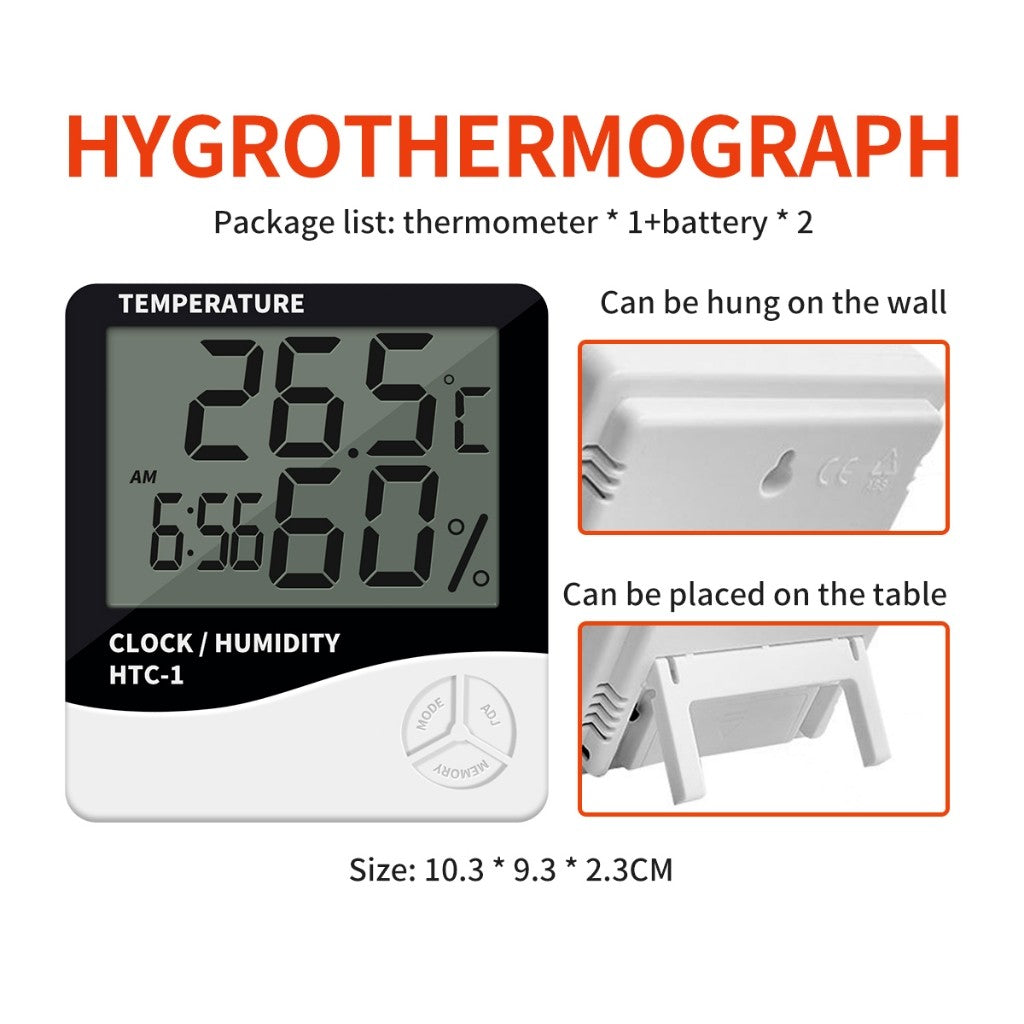 Fulabs HTC-1 Digital LCD thermometer and Hygrometer Humidity Meter Electronic Alarm Clock