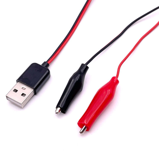 1pcs USB Alligator Test Clips Connector Power Supply Adapter Wire 60cm Cable Red and Black Male Female
