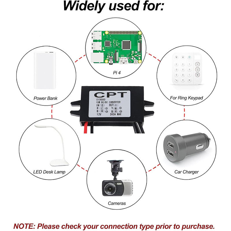 DC-DC 12V to 5V 3A 15W Power Converter Module - Dual USB Female DC Power Adapter - Car Power Converter