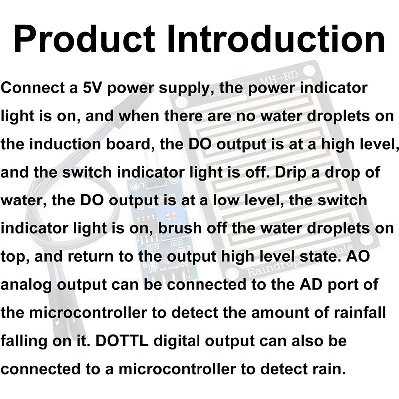 Raindrops Module Raindrop Detection Sensor Humidity Rain Weather Sensitivity Monitoring for Arduino
