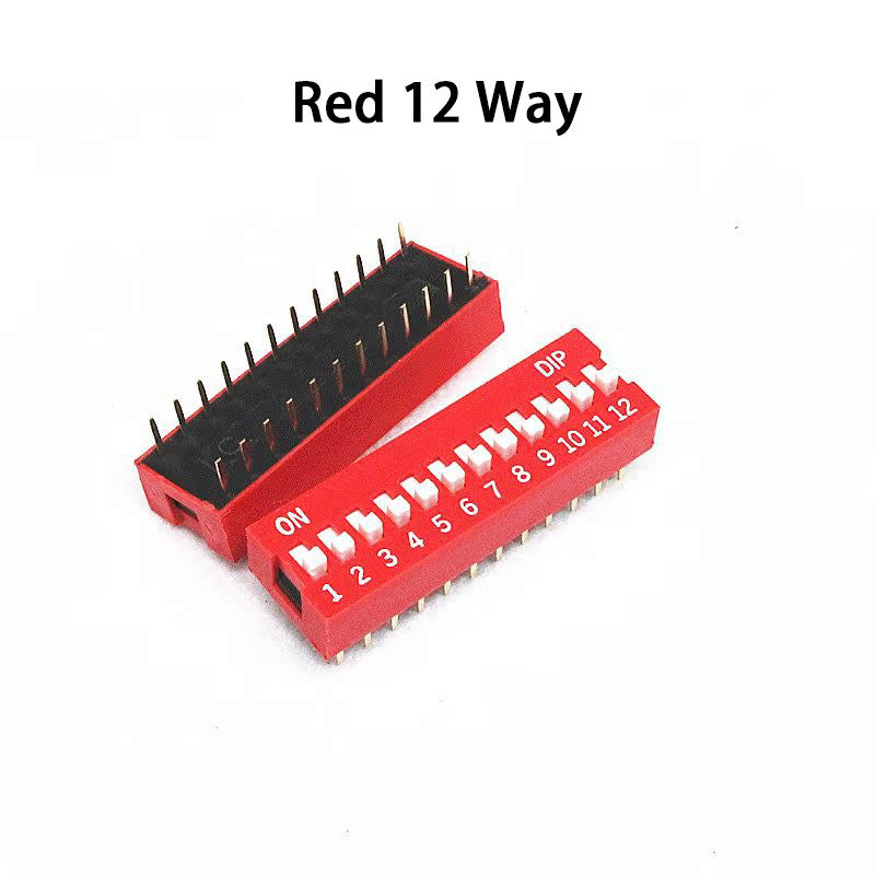 Fulabs 10PCS Slide Type Switch Module 1 2 3 4 5 6 7 8 9 10 12 Bit 2.54mm Position Way DIP Red Pitch Toggle Switch Red Snap Switch