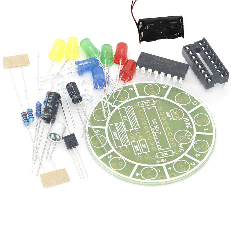 Fulabs CD4017 Colorful Voice Control Rotating LED Light Kit Electronic Manufacturing DIY Kit Spare Parts Student Laboratory