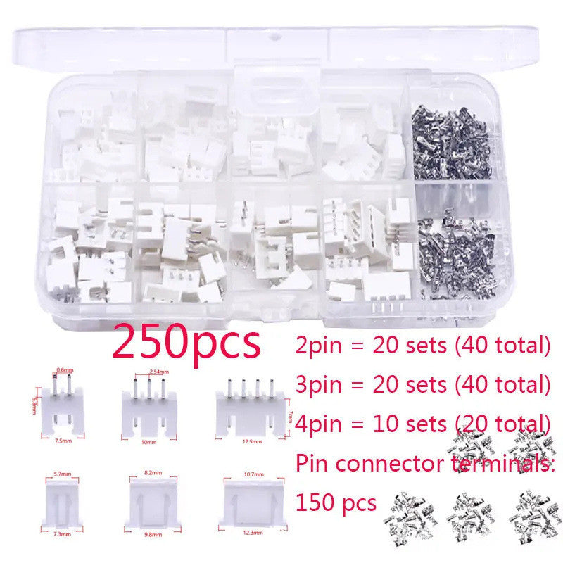 XH2.54mm Board Connectors Plug Mini Micro Male Female Kit 2 3 4 5 Pin 230PCS/250PCS