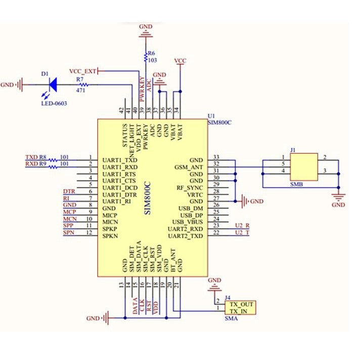 SIM800C USB to GSM Module Quad-band GSM GPRS Module for Bluetooth SMS Messaging With Antenna
