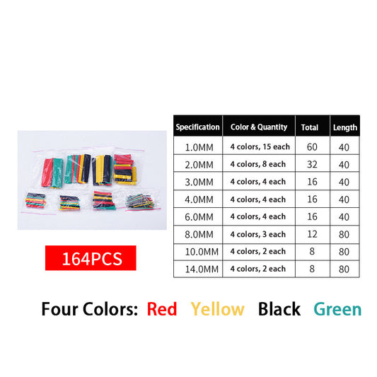 164 / 328 / 580 pcs Polyolefin Heat Shrink Tube Wrap HeatShrink Tubing kit 2:1 Electric Insulation