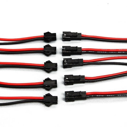 High Quality Plug 10pcs Connector Head Wires 24AWG 2-Pin Male / Female Connected