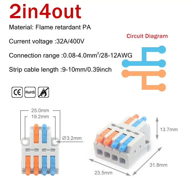 Quick Wire Terminal Connector Universal Wiring Cable Connector Wire connector 32A quick connector