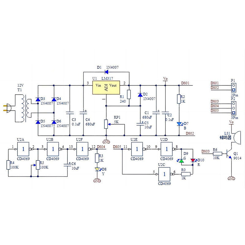 LM317 Adjustable Power Supply DIY Electronic Kit Regulated Voltage PCB Board 110V 220V 12V Stabilize