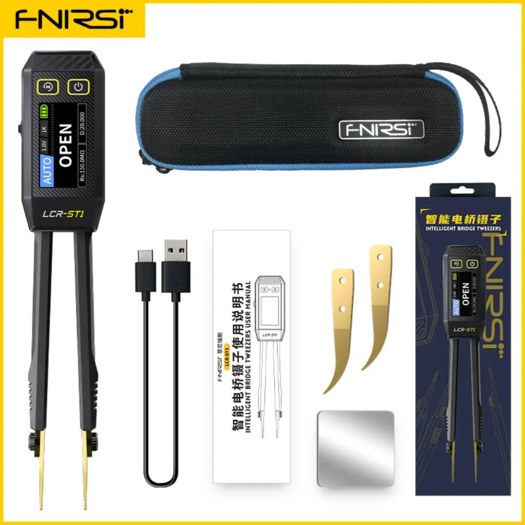 FNIRSI LCR-ST1 Mini Smart Tweezer LCR SMD ESR Tester Resistance Capacitance Inductance Continuity Diode Test Measurement Tools 15X3 CM