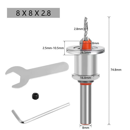1pcs Adjustable Countersunk Drill Countersink Drill Bit Shank Adjustable Carpentry Reamer Chamfer Screws Hole Tool Woodworking