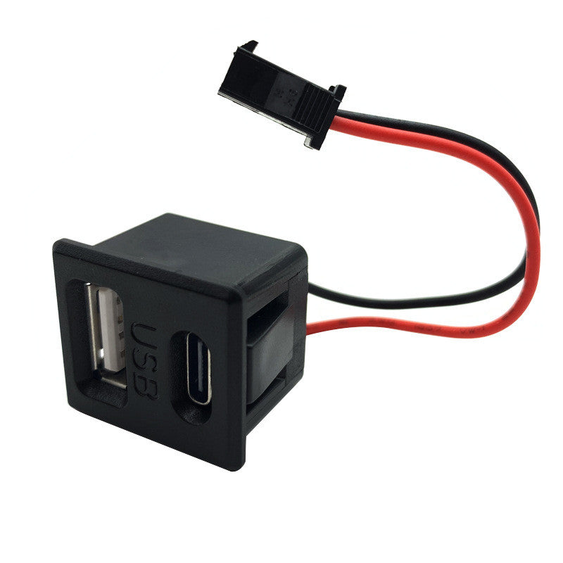 1pcs Double Layer Usb Female Base Type-C Socket and Female Usb Lamp Charging Socket Power Socket With Cable Connector