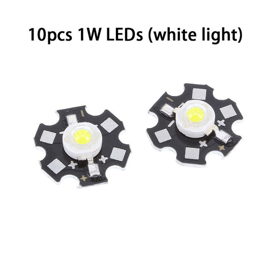 Fulabs 10pcs 1W 3W 5W High Power LED Beads Full Spectrum Pure White With 20mm Black Star PCB Heat sink Aluminum Substrate DIY lights