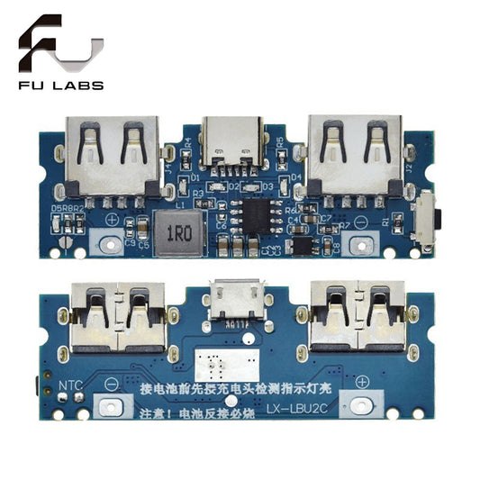 Micro/Type-C USB 5V 2.4A Dual USB 18650 Boost Battery Charger Board Mobile Power Bank Accessories