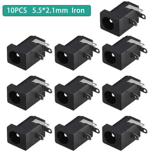 Horizontal 5.5*2.1mm/5.5*2.5mm DC female socket DC005 high temperature resistant socket iron pin/copper pin