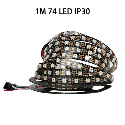 1m/roll DC5V WS2812B Led Strip 30/60/74/96/144 Leds/m WS2812 Black PCB Individually Addressable Smart WS2812 IC RGB Led Pixel Strip