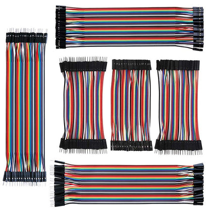 40pin 10cm 15cm 20cm 30cm Multicolored Dupont Wire Line Male to Female,Male to Male, Female to Female Breadboard Jumper Wires Ribbon Cables Kit Compatible for Arduino