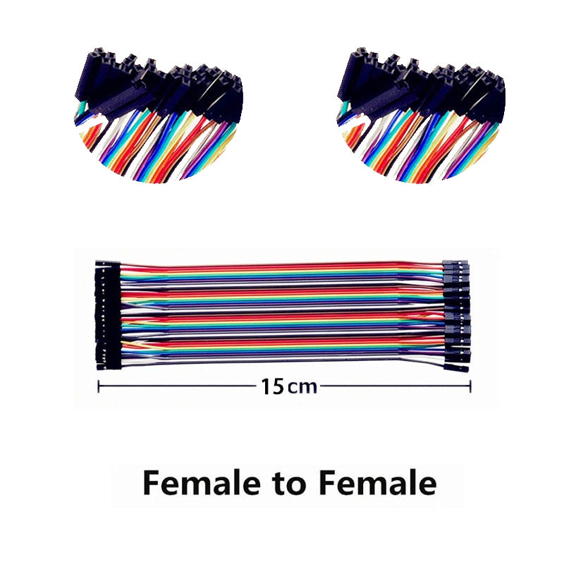 40pin 10cm 15cm 20cm 30cm Multicolored Dupont Wire Line Male to Female,Male to Male, Female to Female Breadboard Jumper Wires Ribbon Cables Kit Compatible for Arduino