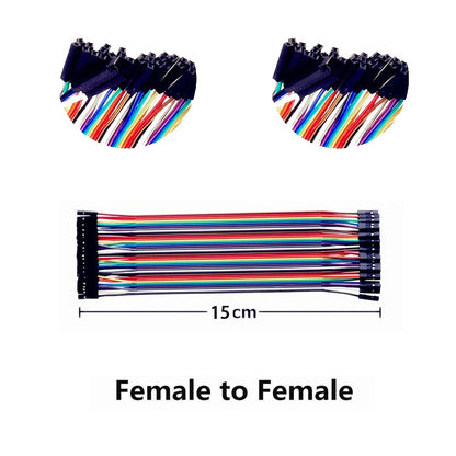 40pin 10cm 15cm 20cm 30cm Multicolored Dupont Wire Line Male to Female,Male to Male, Female to Female Breadboard Jumper Wires Ribbon Cables Kit Compatible for Arduino
