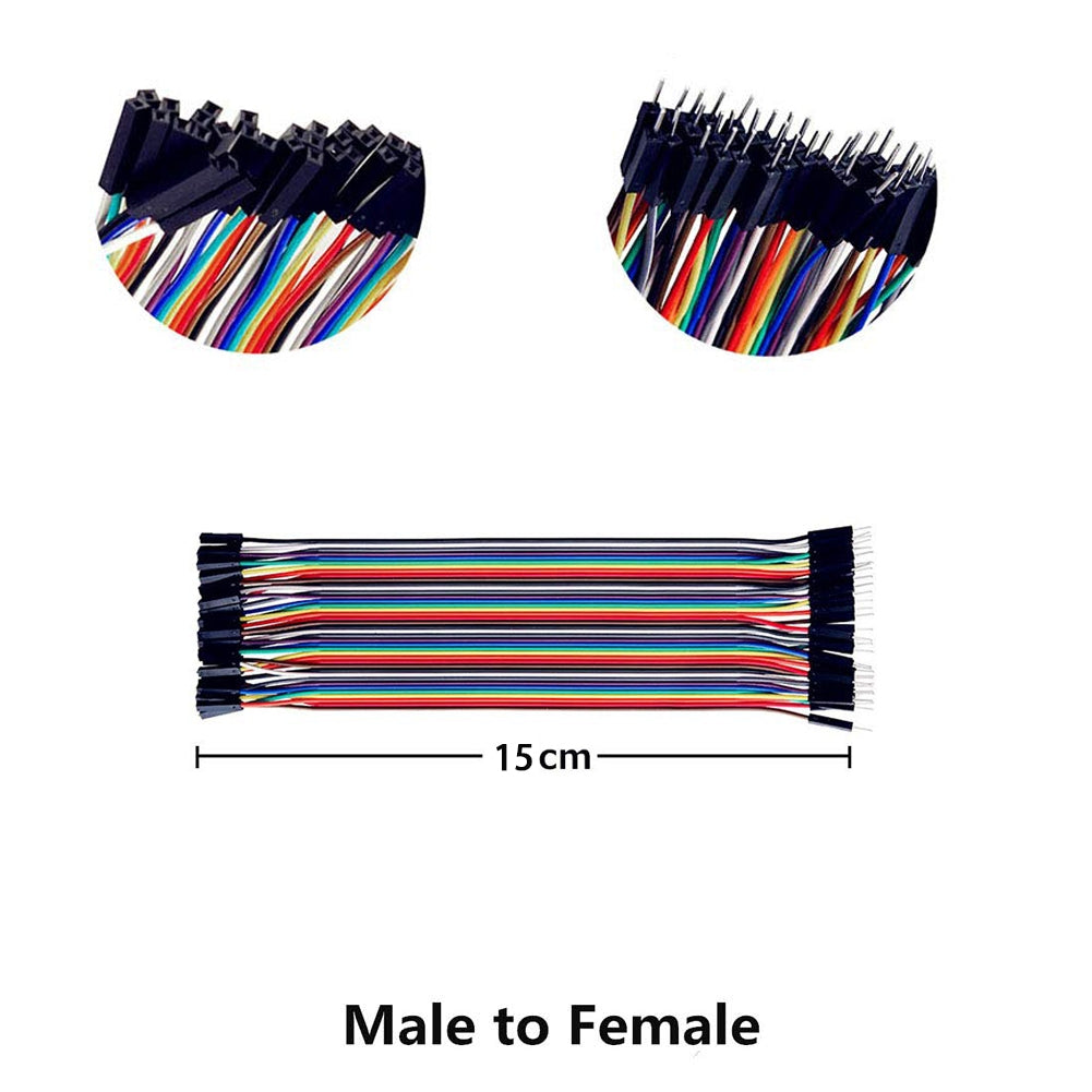 40pin 10cm 15cm 20cm 30cm Multicolored Dupont Wire Line Male to Female,Male to Male, Female to Female Breadboard Jumper Wires Ribbon Cables Kit Compatible for Arduino
