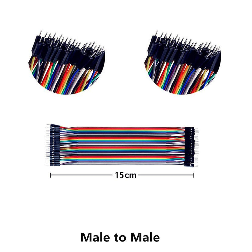 40pin 10cm 15cm 20cm 30cm Multicolored Dupont Wire Line Male to Female,Male to Male, Female to Female Breadboard Jumper Wires Ribbon Cables Kit Compatible for Arduino