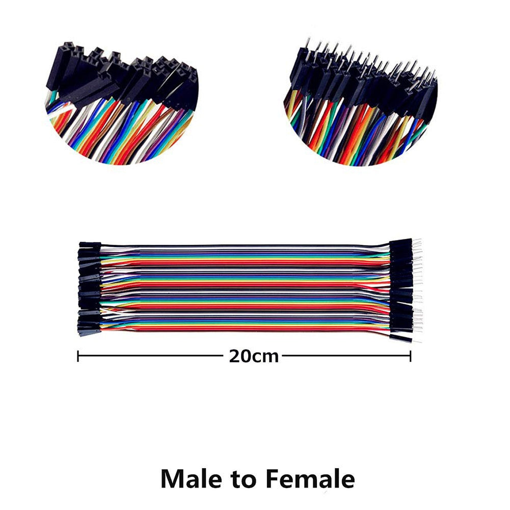 40pin 10cm 15cm 20cm 30cm Multicolored Dupont Wire Line Male to Female,Male to Male, Female to Female Breadboard Jumper Wires Ribbon Cables Kit Compatible for Arduino