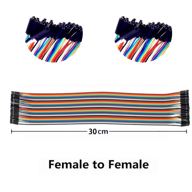 40pin 10cm 15cm 20cm 30cm Multicolored Dupont Wire Line Male to Female,Male to Male, Female to Female Breadboard Jumper Wires Ribbon Cables Kit Compatible for Arduino
