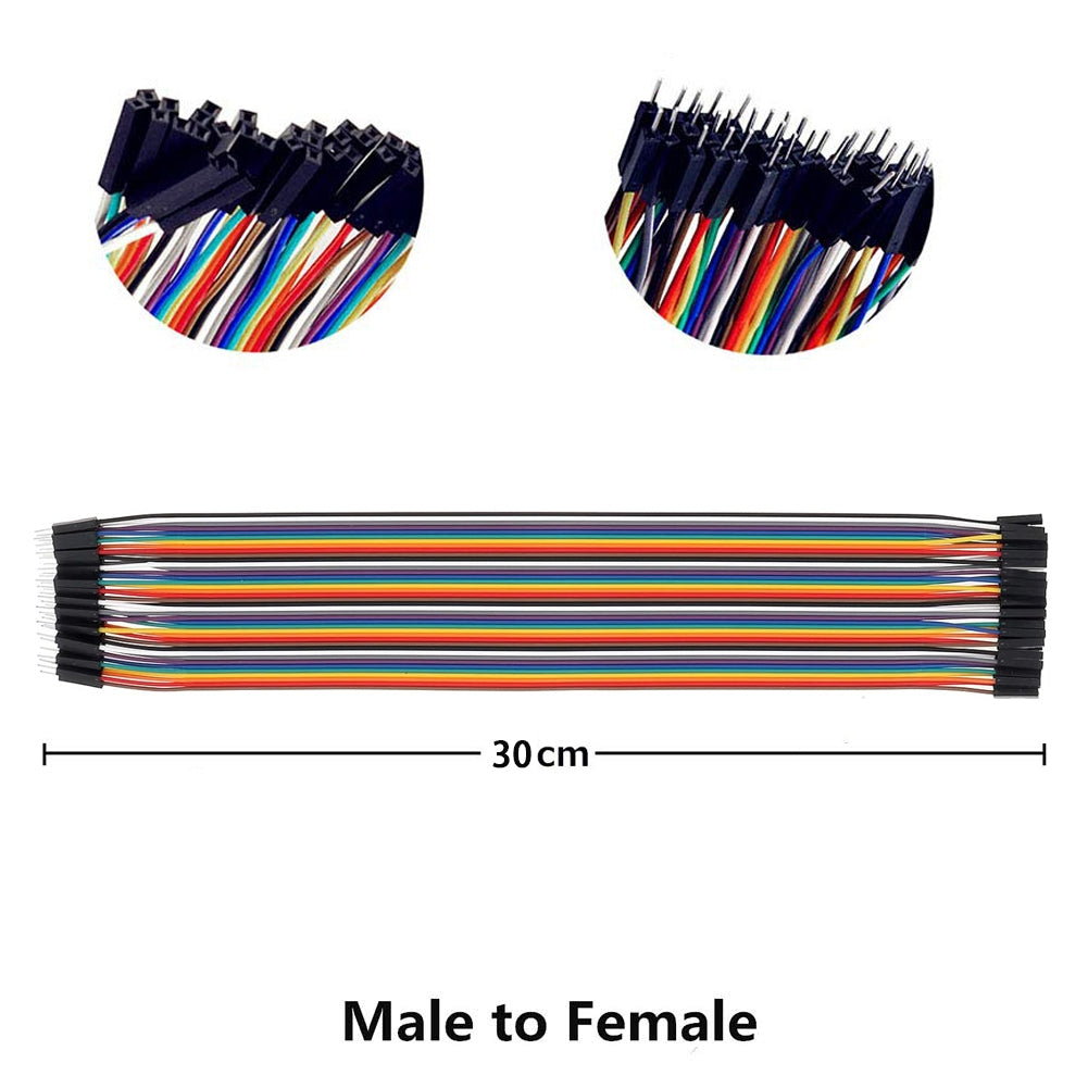 40pin 10cm 15cm 20cm 30cm Multicolored Dupont Wire Line Male to Female,Male to Male, Female to Female Breadboard Jumper Wires Ribbon Cables Kit Compatible for Arduino