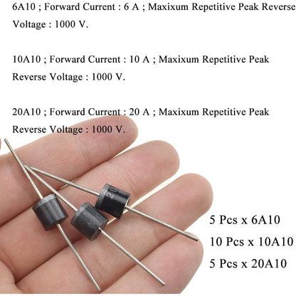 10pcs/set Rectifier Diode 10A10 6A10 20A10AMP SILICON RECTIFIERS Rectifier Diode R-6
