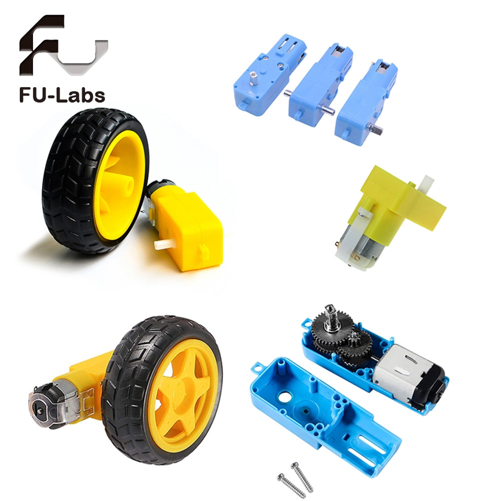 Yellow DC TT Gear Geared Motor and Wheel (Smart Car Robot Gear) Blue full metal double shaft