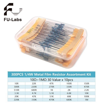 300pcs 600pcs 1/4W Resistance 1% 30 Kind Each 10pcs/20pcs Film Resistor Assorted Kit with box