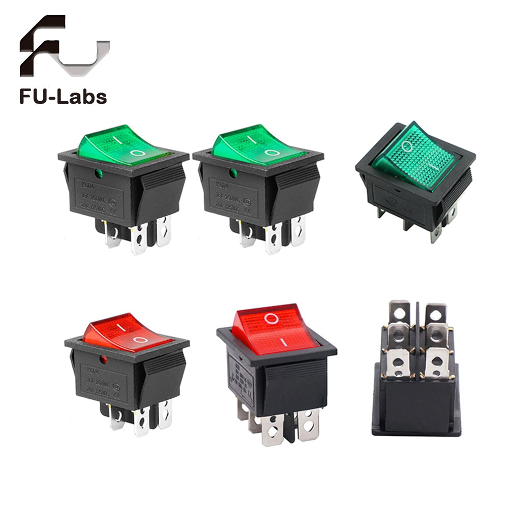 2 Position Red/Green Light Rocker Switch 16A/250V KCD4-20 4 Pin 6 pin ON/OFF Toggle Switches