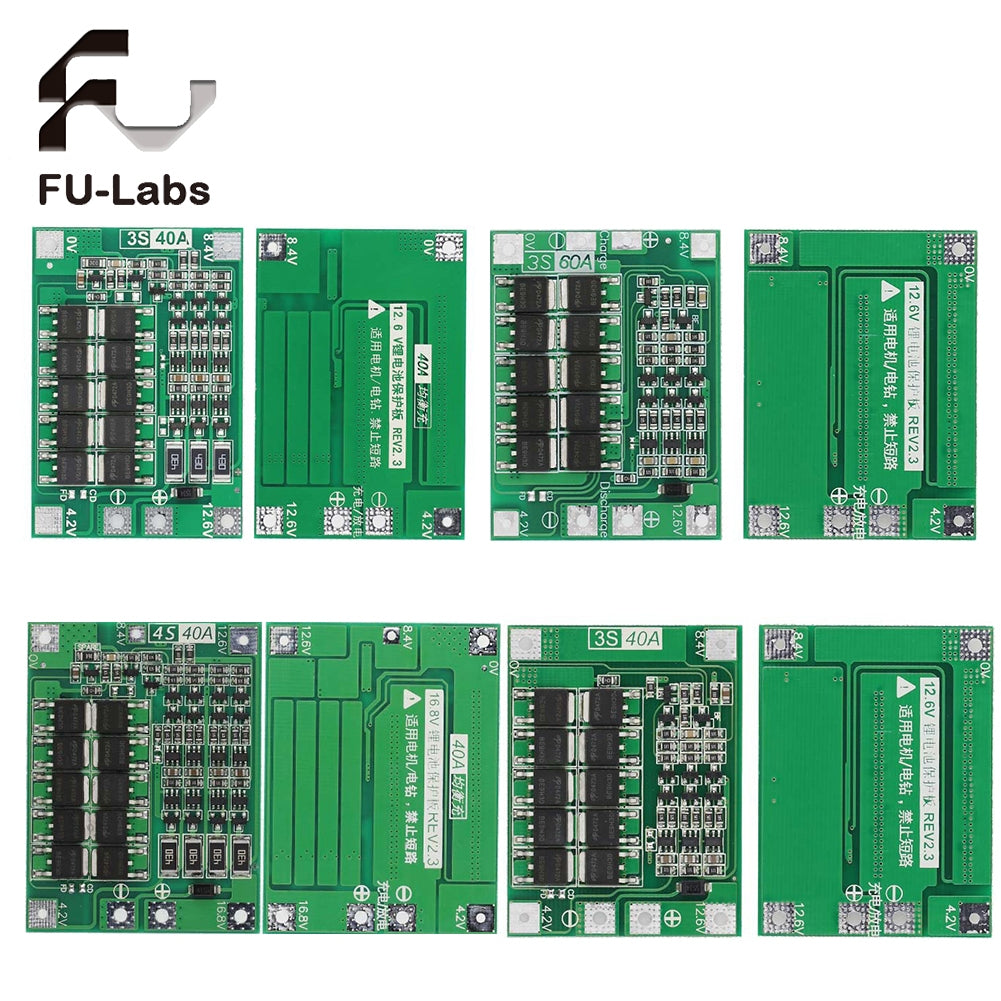 3S/4S 40A 60A Li-ion Lithium Battery Charger Protection Board 18650 BMS For Drill Motor 11.1V 12.6V/14.8V 16.8V Enhance/Balance