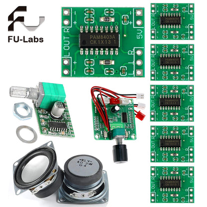 Mini PAM8403 5V Power Audio Amplifier Board 2 Channel 2 * 3W Volume Control / USB Power