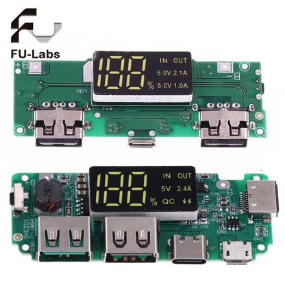 LED Dual USB 5V 2.4A 2A 1A Micro/Type-C USB Mobile Power Bank 18650 Charging Module Lithium Battery Charger Board Circuit Protection