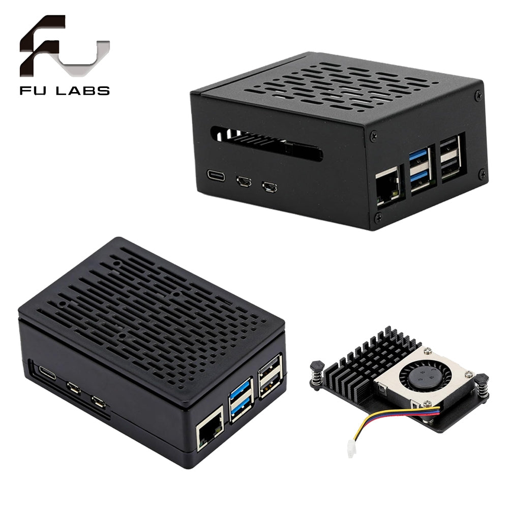 Metal and ABS Case for Raspberry Pi 5 with Active Cooler for Raspberry Pi 5 4GB/8GB, Space for Hats, Add-on Boards, Cooler