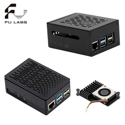 Metal and ABS Case for Raspberry Pi 5 with Active Cooler for Raspberry Pi 5 4GB/8GB, Space for Hats, Add-on Boards, Cooler