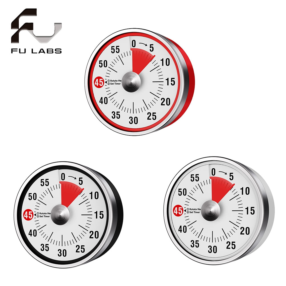 Visual Kitchen Timer, 60 Minute Mechanical Timers for Home Cooking Baking Oven Fitness Studying with Magnetic Backing, foldable leg, Hanging Hole