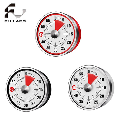 Visual Kitchen Timer, 60 Minute Mechanical Timers for Home Cooking Baking Oven Fitness Studying with Magnetic Backing, foldable leg, Hanging Hole