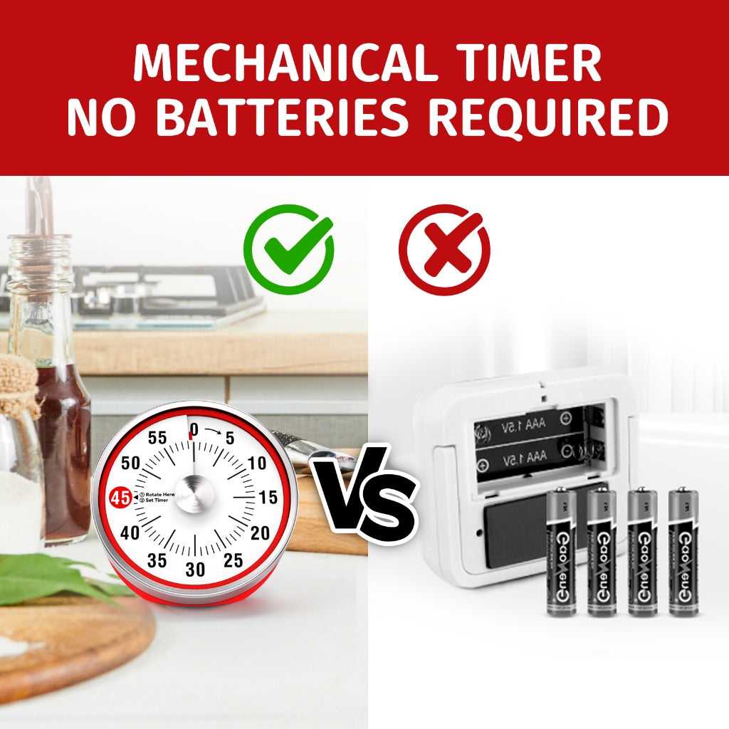 Visual Kitchen Timer, 60 Minute Mechanical Timers for Home Cooking Baking Oven Fitness Studying with Magnetic Backing, foldable leg, Hanging Hole