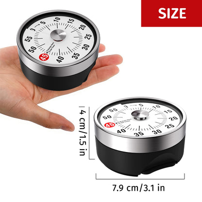 Visual Kitchen Timer, 60 Minute Mechanical Timers for Home Cooking Baking Oven Fitness Studying with Magnetic Backing, foldable leg, Hanging Hole