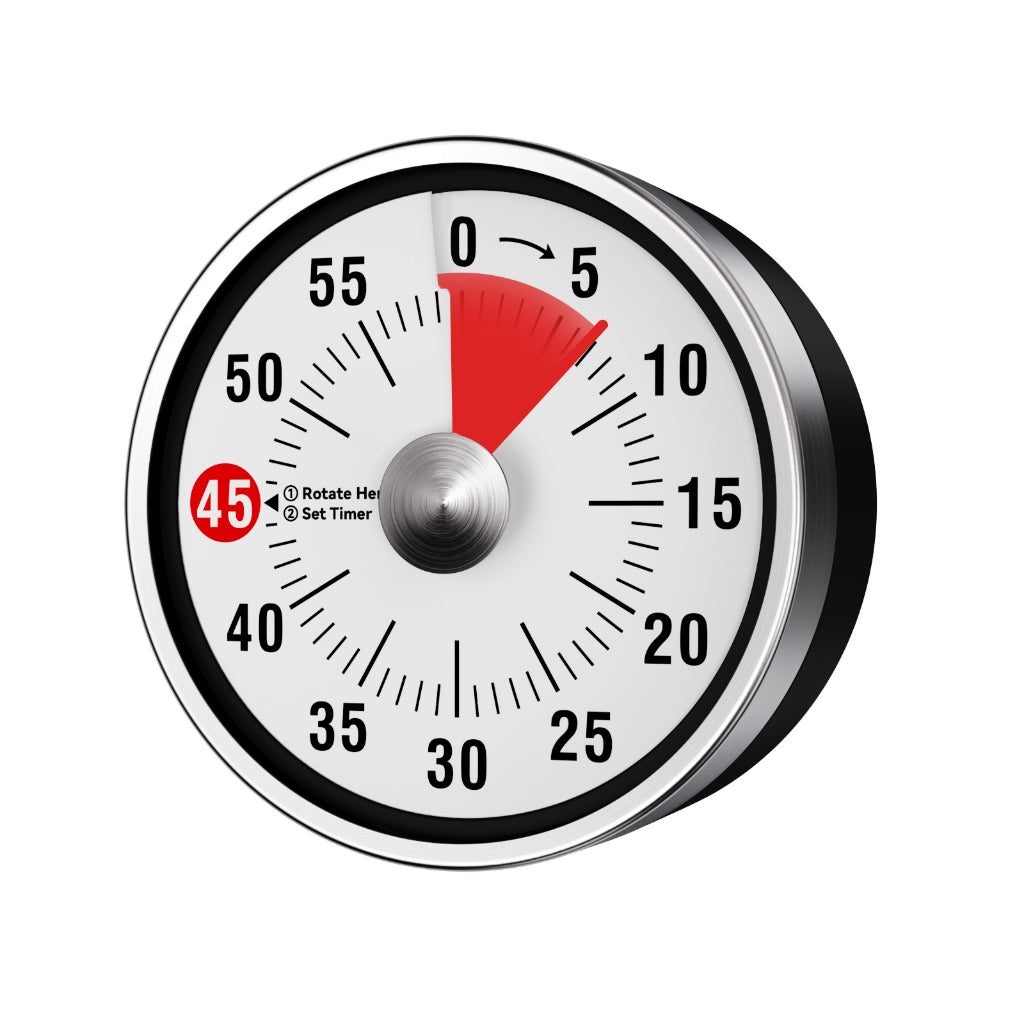 Visual Kitchen Timer, 60 Minute Mechanical Timers for Home Cooking Baking Oven Fitness Studying with Magnetic Backing, foldable leg, Hanging Hole