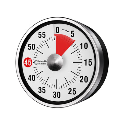 Visual Kitchen Timer, 60 Minute Mechanical Timers for Home Cooking Baking Oven Fitness Studying with Magnetic Backing, foldable leg, Hanging Hole