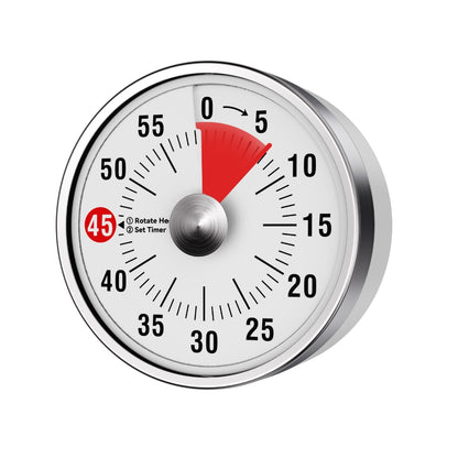 Visual Kitchen Timer, 60 Minute Mechanical Timers for Home Cooking Baking Oven Fitness Studying with Magnetic Backing, foldable leg, Hanging Hole