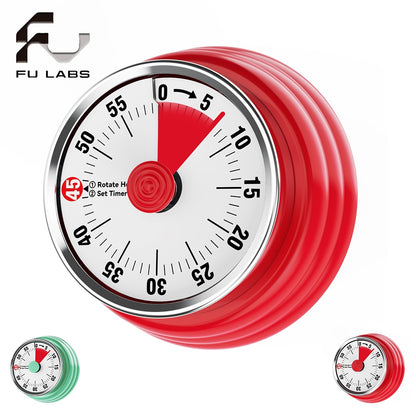 Mechanical Kitchen Timer, 60 Minute Visual Timers for Home Cooking Baking Oven Fitness Studying with Magnetic Backing