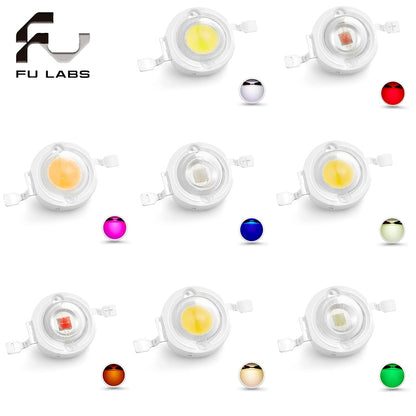 10Pcs 1W 3W high power lamp beads LED light emitting diodes white warm white red yellow green blue pink lamp beads