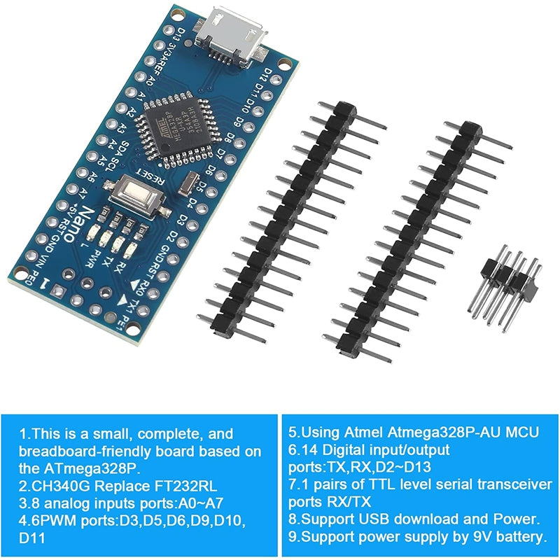 nano V3.0 ATMEGA328P improved board solderless board soldered board micro mini type-c interface