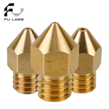 3D Printer Accessories MK8 Pointed Brass Nozzle 1.75MM Filament 0.1/0.2/0.3/0.4/0.5/0.6/0.8/1.0mm Brass Nozzle