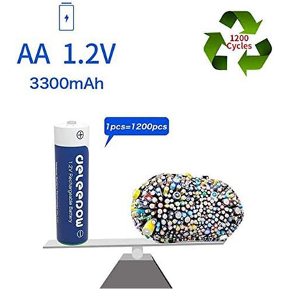 4-Slot AA AAA Battery Charger with LCD Display High-Power 3300mAh Ni-MH Rechargeable Rainbow Batteries